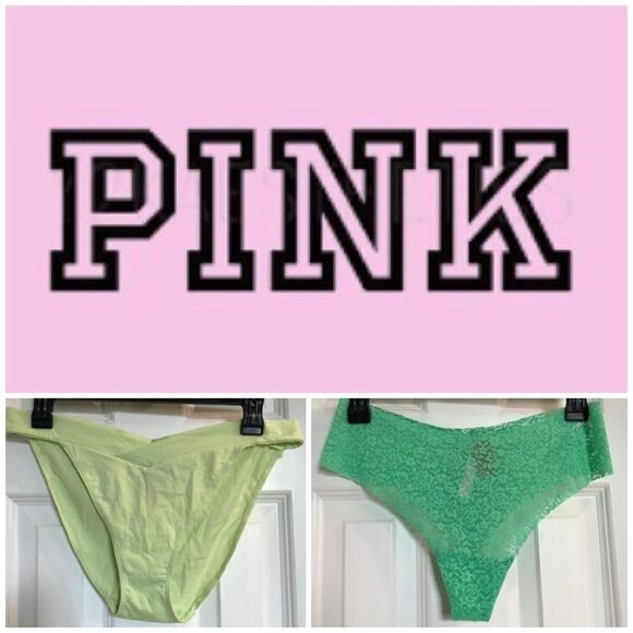 PINK Victoria’s Secret - NWT - L Sz XL 2-Pack Panties-Lace Thong & String Bikini - Picture 1 of 15
